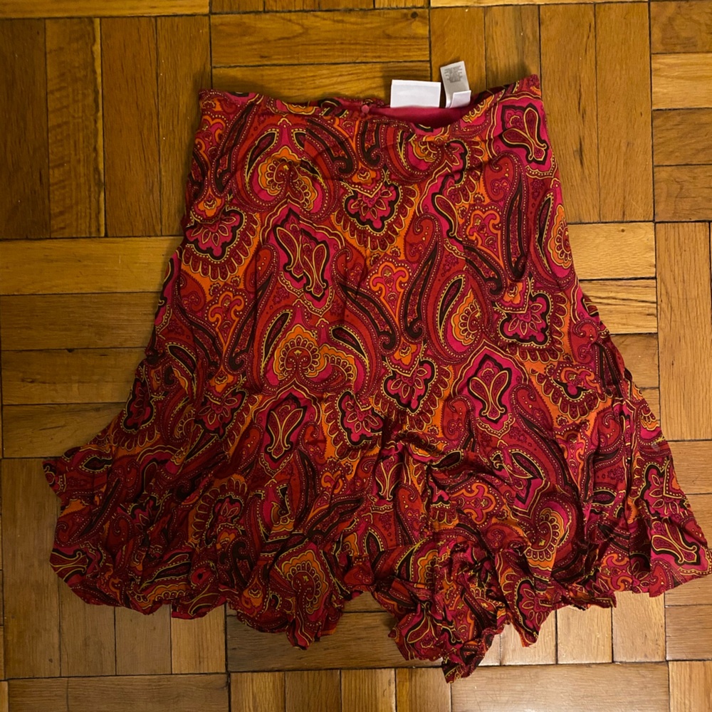 Red Paisley Ruffle Skirt